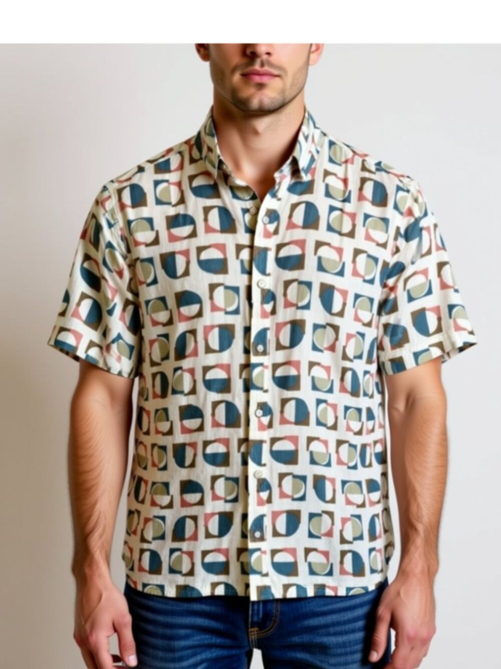 Folk Linen Men's button-down shirt, size Large (F2)